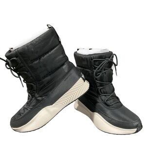 Sorel Women’s Boots Waterproof Puffy Lace Up Boot Black Size 7 NEW